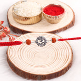 Round Shape Om Oxidized Silver Rakhi